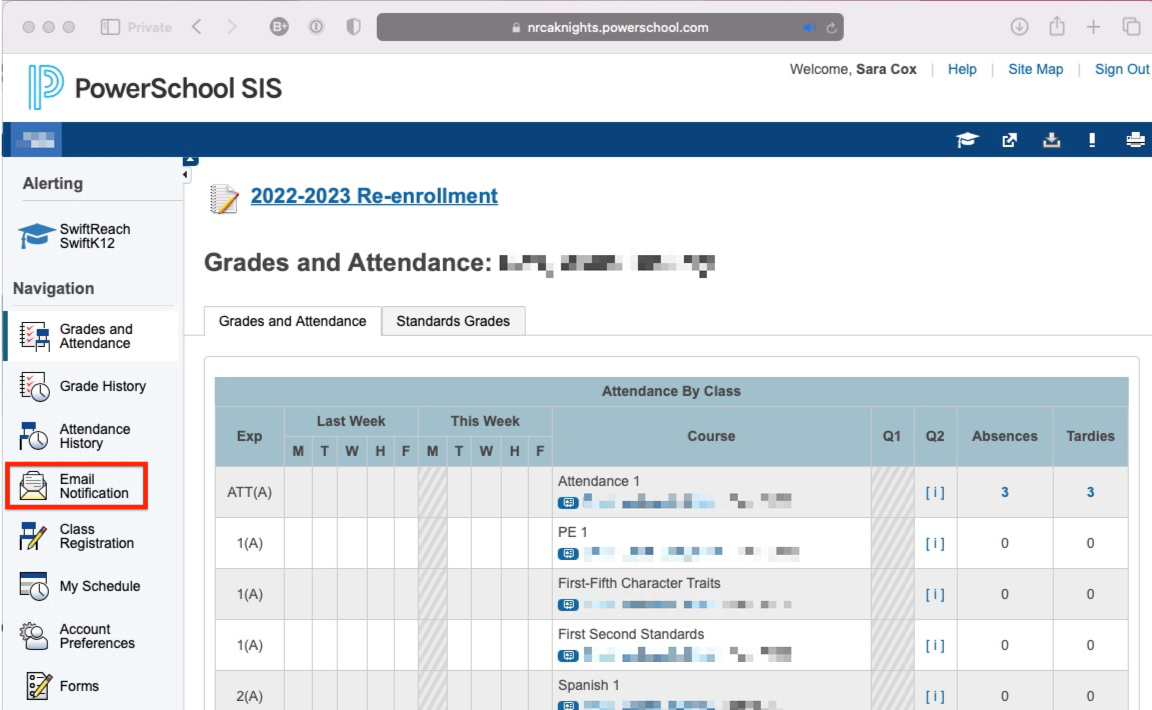How do I turn on PowerSchool email notifications? NRCA Technology Help Center